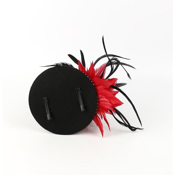 Mini Red Feather Fascinator Hat Womens Wedding Cocktail Party Accessory main image 6